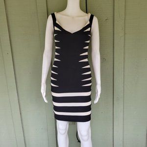 JOVANI Black White Stretch Bandage Dress 4